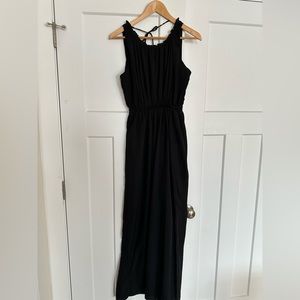 Anthropologie Chelsea Flower sleeveless long black maxi dress size XS